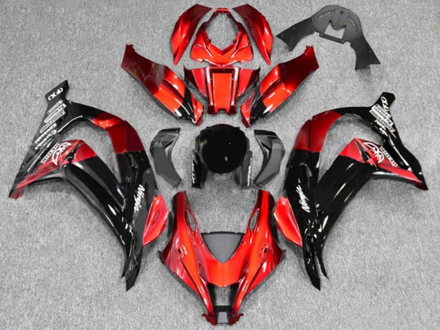Rouge Noir Brillant Carénage Moto Kawasaki ZX10R 2016-2020