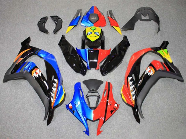 Bleu Rouge Jaune Noir Requin Carénage Moto Kawasaki ZX10R 2016-2020