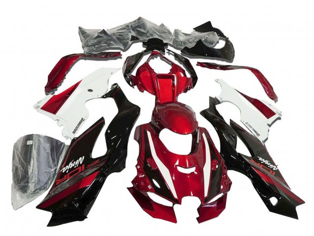 Rouge Blanc Noir Brillant Carénage Moto Kawasaki ZX10R 2021-2025