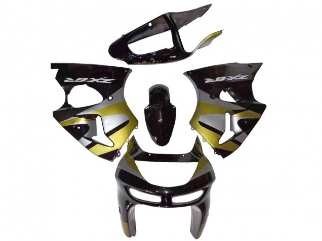 Noir Brillant Argent Jaune Carénage Moto Kawasaki ZX6R 1998-1999