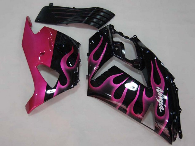 Noir Brillant Rouge Rose Flamme Carénage Moto Kawasaki ZX14R ZZR1400 2006-2011