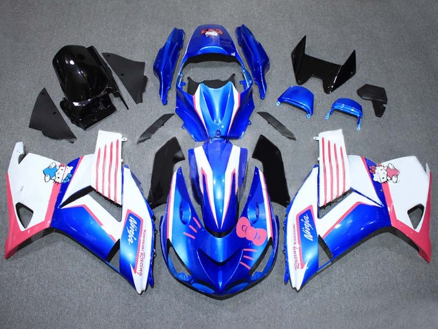 Bleu Blanc Rose Carénage Moto Kawasaki ZX14R ZZR1400 2006-2011