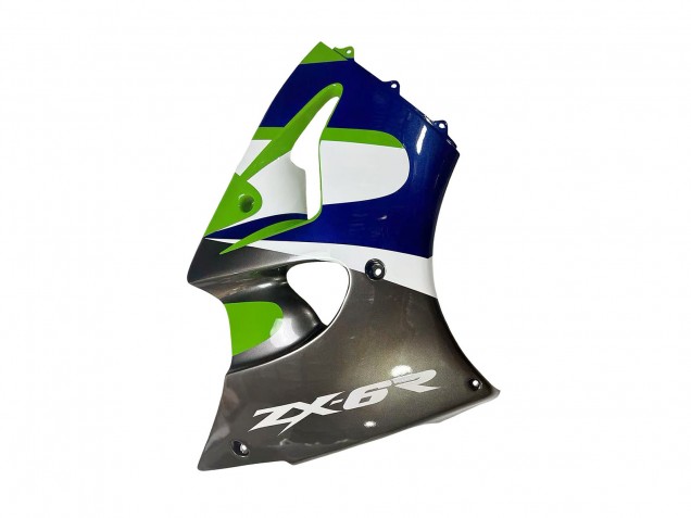 Vert Blanc Bleu Argent Noir Brillant Carénage Moto Kawasaki ZX6R 1998-1999