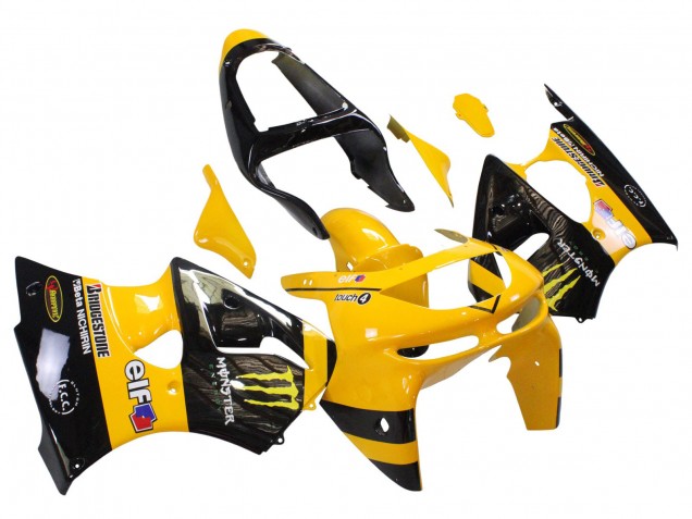 Jaune Noir Monstre Elf Bridgestone Carénage Moto Kawasaki ZX6R 1998-1999