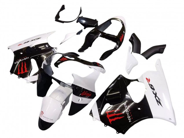 Blanc Noir Rouge Monstre Carénage Moto Kawasaki ZX6R 2000-2002