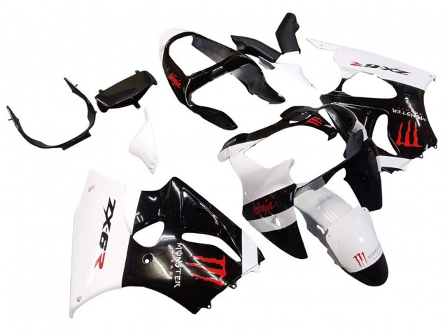 Blanc Noir Rouge Monstre Carénage Moto Kawasaki ZX6R 2000-2002