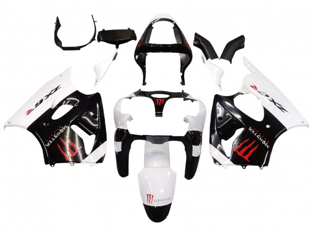 Blanc Noir Rouge Monstre Carénage Moto Kawasaki ZX6R 2000-2002