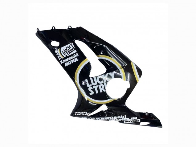 Noir Brillant Blanc Motul Lucky Strike Carénage Moto Kawasaki ZX6R 2003-2004