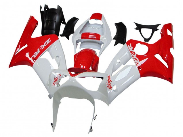 Blanc Rouge Carénage Moto Kawasaki ZX6R 2003-2004
