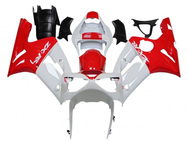 Blanc Rouge Carénage Moto Kawasaki ZX6R 2003-2004