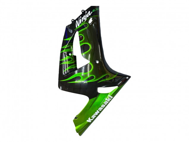 Noir Brillant Vert Flamme Carénage Moto Kawasaki ZX6R 2003-2004