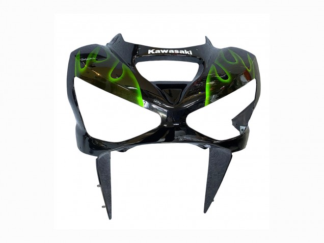 Noir Brillant Vert Flamme Carénage Moto Kawasaki ZX6R 2003-2004