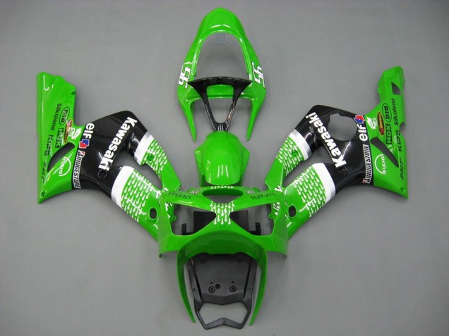 Vert Blanc Noir Elf Bridgestone Carénage Moto Kawasaki ZX6R 2003-2004