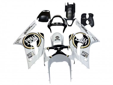 Blanc Noir Motul Lucky Strike Carénage Moto Kawasaki ZX6R 2003-2004 Pas Chère