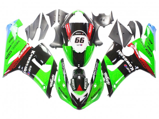 Vert Rouge Noir Elf 66 Carénage Moto Kawasaki ZX6R 2005-2006
