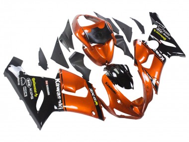 Orange Noir Carénages Moto Kawasaki ZX6R 2005-2006 Pas Chère