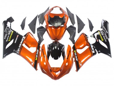 Orange Noir Carénages Moto Kawasaki ZX6R 2005-2006 Pas Chère