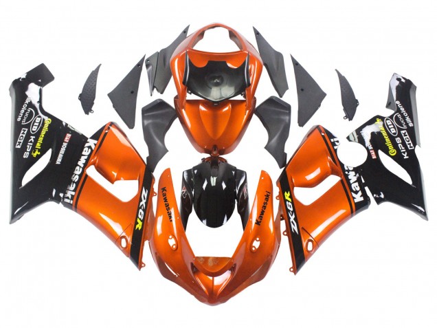 Orange Noir Carénages Moto Kawasaki ZX6R 2005-2006