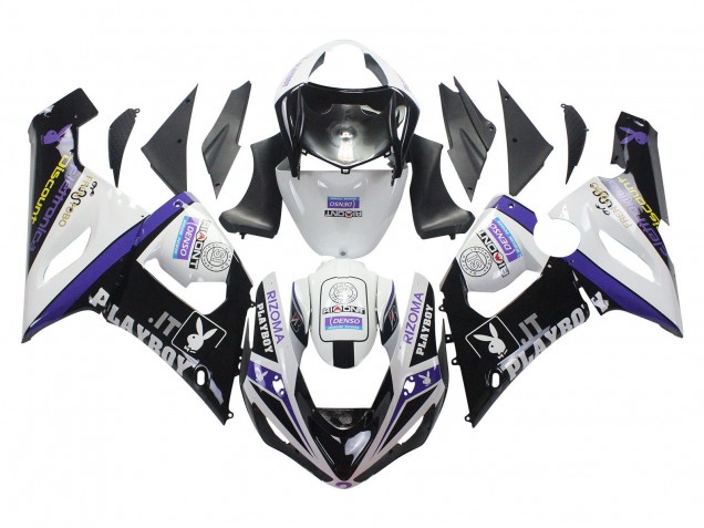 Blanc Violet Noir Rizoma Playboy DENSO Carénage Moto Kawasaki ZX6R 2005-2006