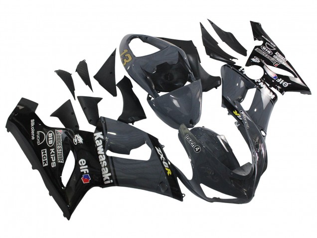 Gris Foncé Noir Carénage Moto Kawasaki ZX6R 2005-2006