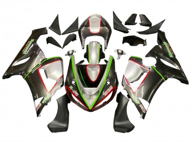 Noir Argent Vert Rouge K-26 Carénage Moto Kawasaki ZX6R 2005-2006 Pas Chère