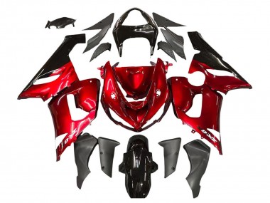 Rouge Noir Carénage Moto Kawasaki ZX6R 2005-2006 Pas Chère