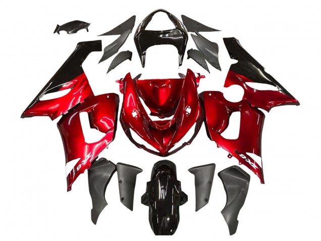Rouge Noir Carénage Moto Kawasaki ZX6R 2005-2006