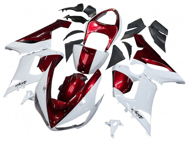 Blanc Rouge Carénage Moto Kawasaki ZX6R 2005-2006
