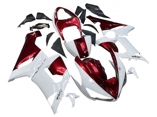 Blanc Rouge Carénage Moto Kawasaki ZX6R 2005-2006