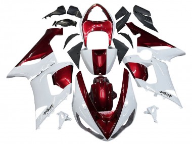 Blanc Rouge Carénage Moto Kawasaki ZX6R 2005-2006 Pas Chère