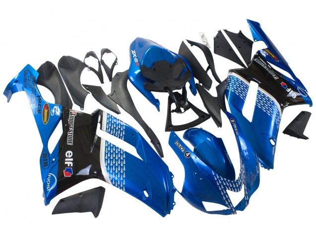 Noir Bleu Elf Carénage Moto Kawasaki ZX6R 2007-2008