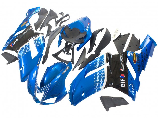 Noir Bleu Elf Carénage Moto Kawasaki ZX6R 2007-2008