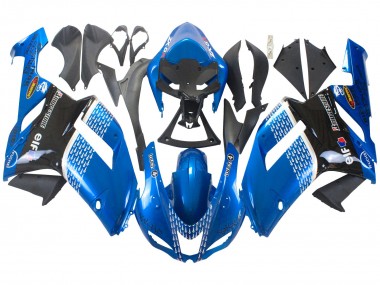 Noir Bleu Elf Carénage Moto Kawasaki ZX6R 2007-2008 Pas Chère