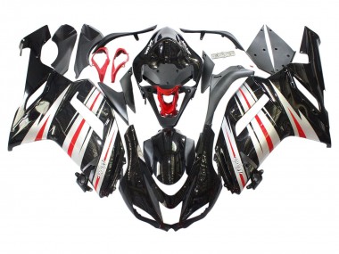 Noir Argent Rouge Ninja Carénage Moto Kawasaki ZX6R 2007-2008 Pas Chère