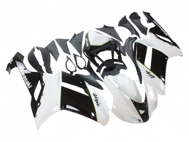 Noir Blanc Ninja Carénage Moto Kawasaki ZX6R 2007-2008