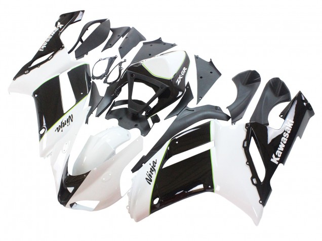 Noir Blanc Ninja Carénage Moto Kawasaki ZX6R 2007-2008