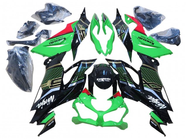 Rouge Noir Brillant Rayon de Miel Carénage Moto Kawasaki ZX6R 2009-2012