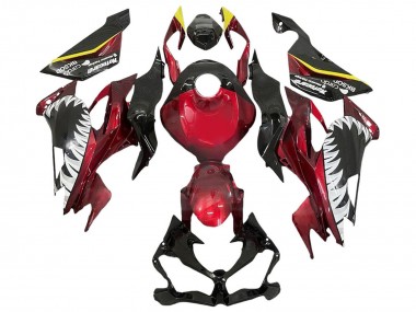 Rouge Jaune Noir Blanc Requin Carénage Moto Kawasaki ZX6R 2013-2018 Pas Chère