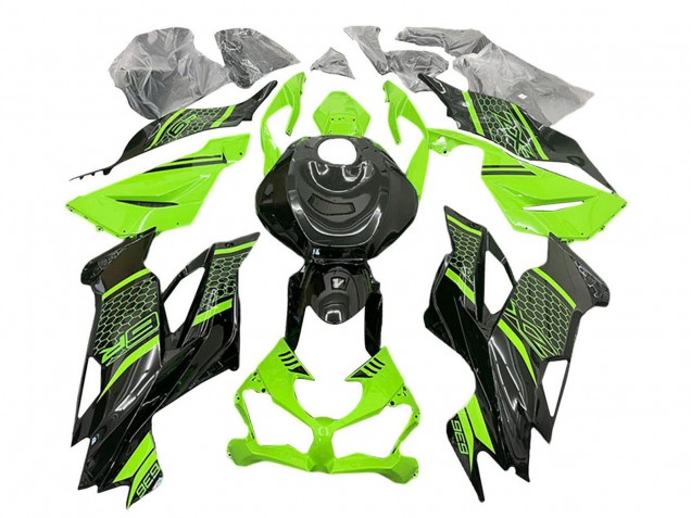 Vert Noir Rayon de Miel Carénage Moto Kawasaki ZX6R 2019-2022