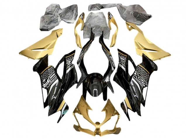 Or Noir Brillant Blanc Rayon de Miel Carénage Moto Kawasaki ZX6R 2019-2022