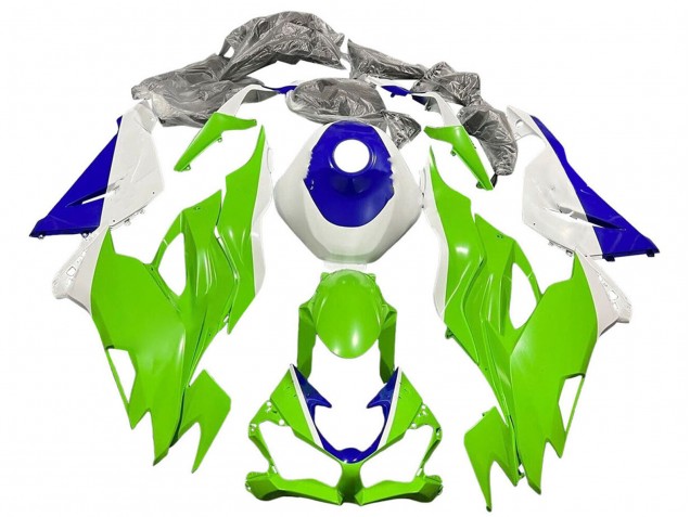 Blanc Bleu Vert Carénage Moto Kawasaki ZX6R 2019-2022
