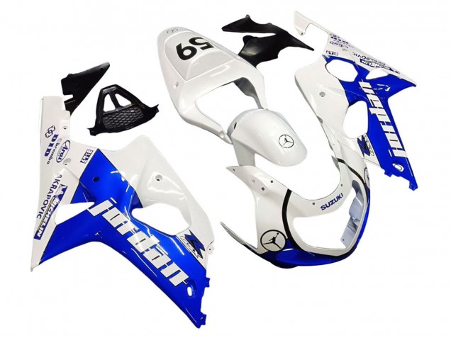 Blanc Bleu Jordan 59 Carénage Moto Suzuki GSXR1000 2000-2002
