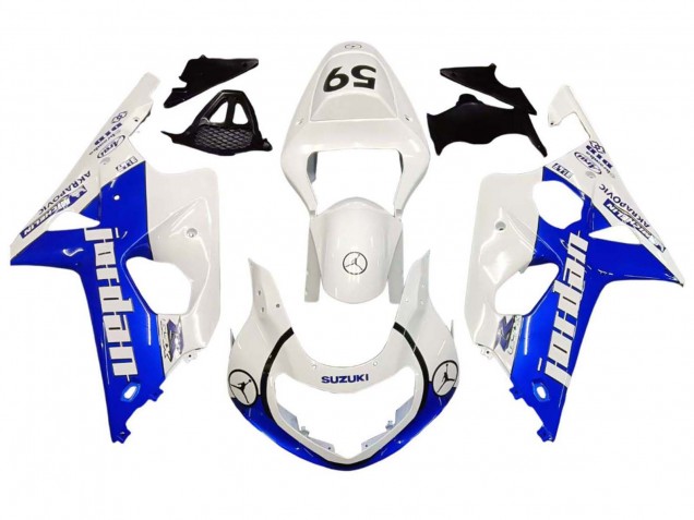 Blanc Bleu Jordan 59 Carénage Moto Suzuki GSXR1000 2000-2002