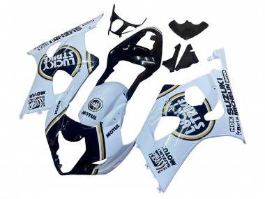 Blanc Noir Or Motul Lucky Strike Carénage Moto Suzuki GSXR 1000 2003-2004 Pas Chère