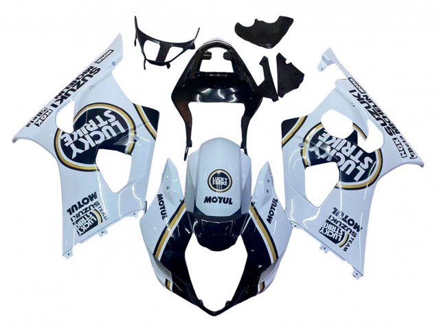 Blanc Noir Or Motul Lucky Strike Carénage Moto Suzuki GSXR 1000 2003-2004