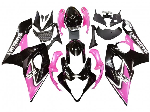 Noir Brillant Rose Carénage Moto Suzuki GSXR 1000 2005-2006
