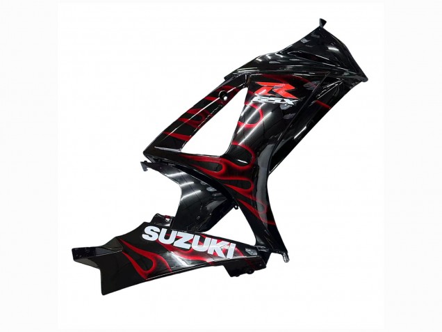 Noir Rouge Flamme Carénage Moto Suzuki GSXR 1000 2007-2008