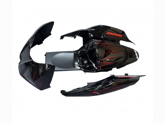 Noir Rouge Flamme Carénage Moto Suzuki GSXR 1000 2007-2008