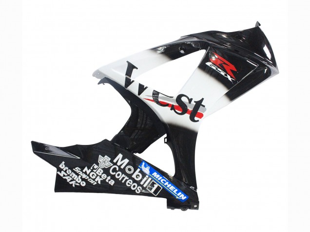 Noir Brillant Blanc West Carénage Moto Suzuki GSXR 1000 2007-2008
