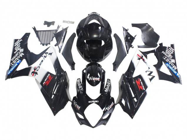 Noir Brillant Blanc West Carénage Moto Suzuki GSXR 1000 2007-2008